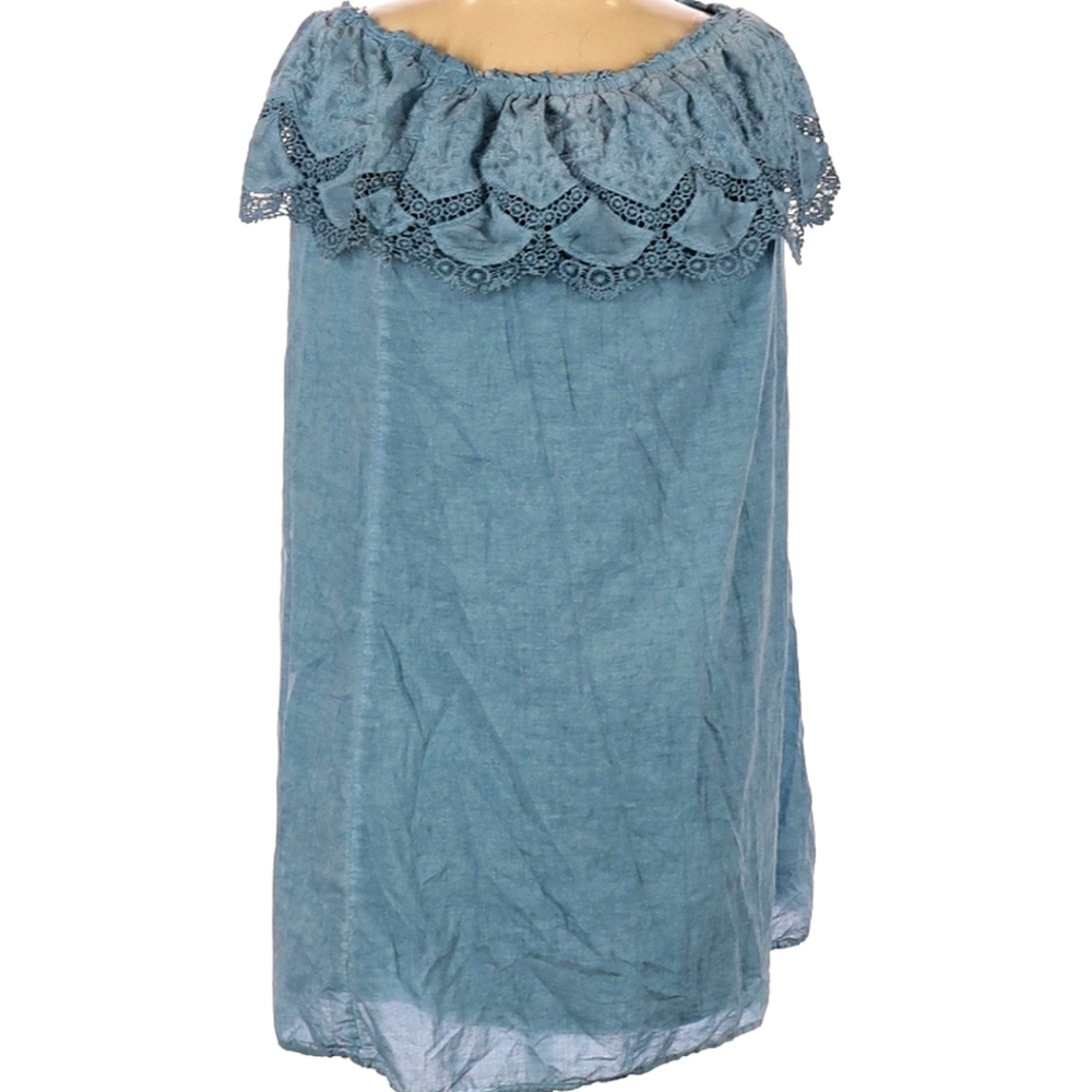 Knox Rose Blue Scooped Neckline Ruffle Dress